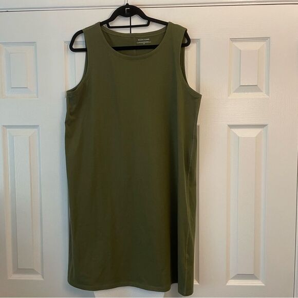 Eileen Fisher Green Organic Cotton Tank Dress Size Large - Picture 1 of 8